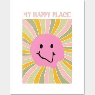 My happy place pink smiley Posters and Art